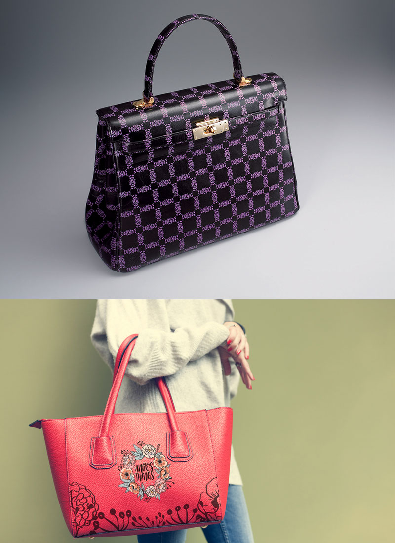 handbag with custom graphics