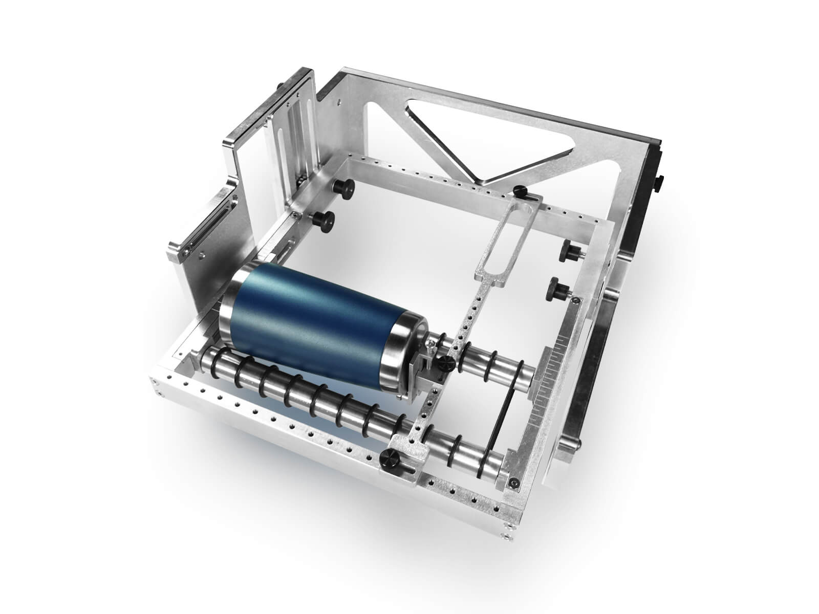 Imagen del nuevo accesorio Rotary Rack para las impresoras UV de cama plana de la Serie LEF de Roland DG.