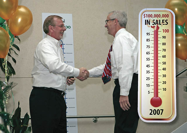 2007 Roland DGA achieves over $100 million in sales for the first time in history. Marking the occasion, CEO of over 25 years Bob Curtis, passes on the responsibility of President and CEO to former COO Dave Goward.