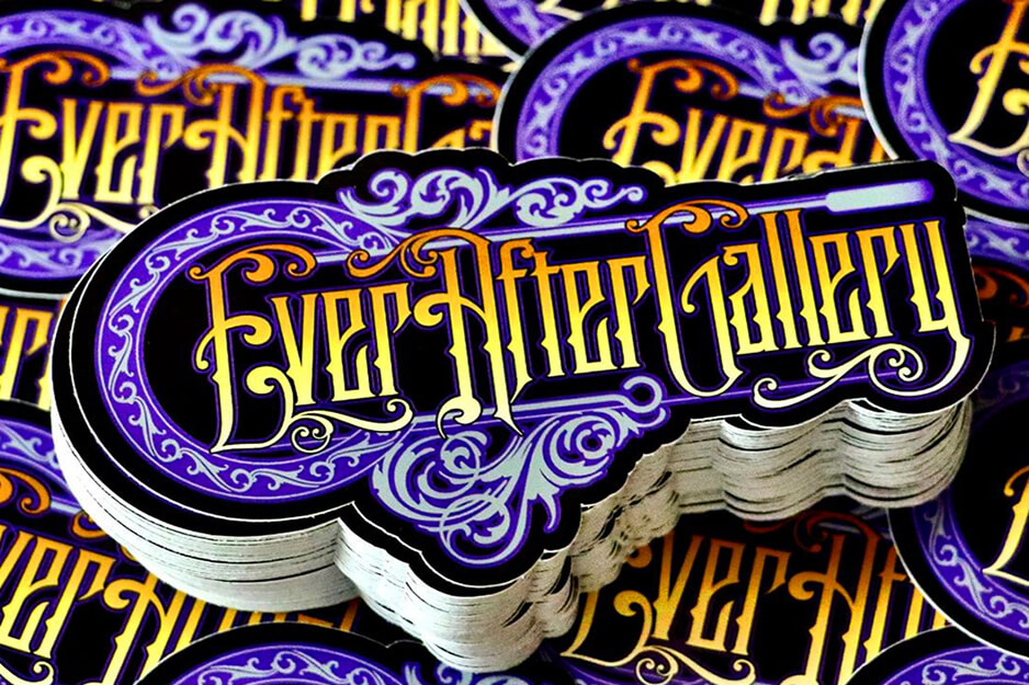 Ace High Printing produced these colorful decals for Ever After Gallery on its Roland DG TrueVIS VG2-540 wide-format digital printer/cutter.