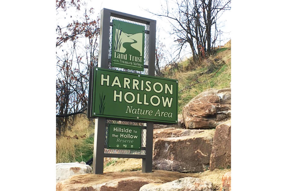 Advanced Sign used its Roland DG printers to produce an outdoor sign for Harrison Hollow.