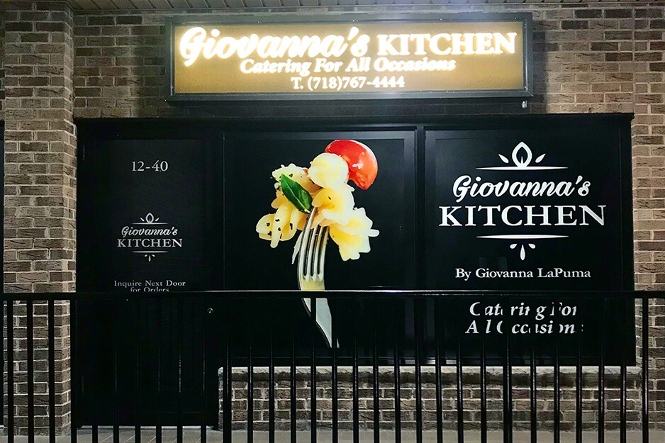 DaSign Guy produces sophisticated vinyl graphics for businesses like Giovanna's Kitchen catering on his Roland DG TrueVIS VG2-540 wide-format digital printer/cutter.