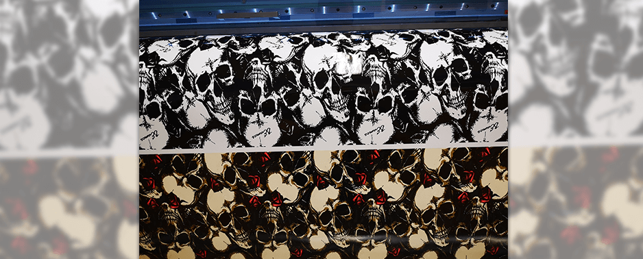 Skull wallpaper printed on large format printer
